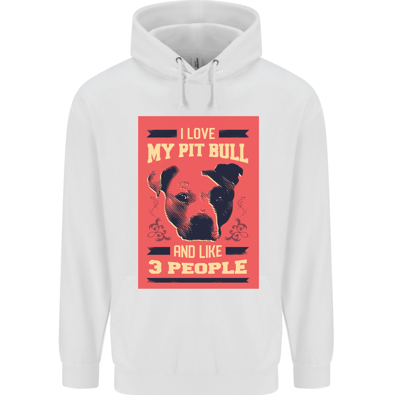 I Love My Pitbull & 3 People Funny Childrens Kids Hoodie White