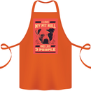 I Love My Pitbull & 3 People Funny Cotton Apron 100% Organic Orange