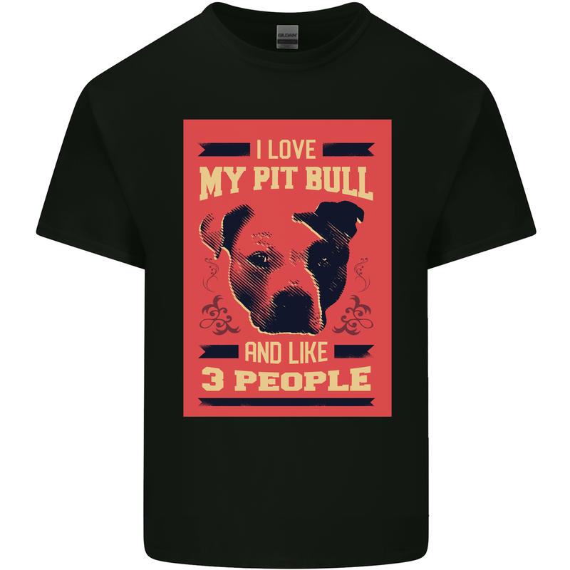 I Love My Pitbull & 3 People Funny Kids T-Shirt Childrens Black