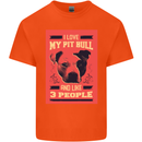 I Love My Pitbull & 3 People Funny Kids T-Shirt Childrens Orange