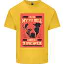 I Love My Pitbull & 3 People Funny Kids T-Shirt Childrens Yellow