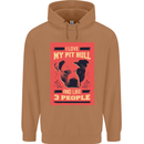 I Love My Pitbull & 3 People Funny Mens 80% Cotton Hoodie Caramel Latte