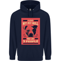 I Love My Pitbull & 3 People Funny Mens 80% Cotton Hoodie Navy Blue
