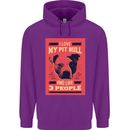 I Love My Pitbull & 3 People Funny Mens 80% Cotton Hoodie Purple