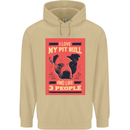 I Love My Pitbull & 3 People Funny Mens 80% Cotton Hoodie Sand