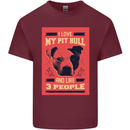I Love My Pitbull & 3 People Funny Mens Cotton T-Shirt Tee Top Maroon