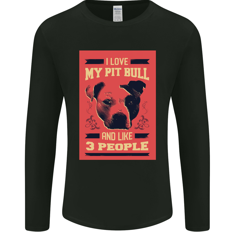 I Love My Pitbull & 3 People Funny Mens Long Sleeve T-Shirt Black