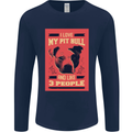 I Love My Pitbull & 3 People Funny Mens Long Sleeve T-Shirt Navy Blue
