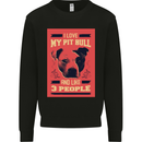 I Love My Pitbull & 3 People Funny Mens Sweatshirt Jumper Black