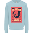 I Love My Pitbull & 3 People Funny Mens Sweatshirt Jumper Light Blue
