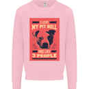 I Love My Pitbull & 3 People Funny Mens Sweatshirt Jumper Light Pink