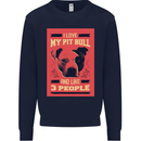 I Love My Pitbull & 3 People Funny Mens Sweatshirt Jumper Navy Blue