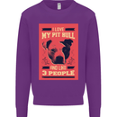 I Love My Pitbull & 3 People Funny Mens Sweatshirt Jumper Purple