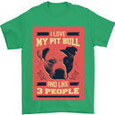 I Love My Pitbull & 3 People Funny Mens T-Shirt Cotton Gildan Irish Green