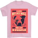 I Love My Pitbull & 3 People Funny Mens T-Shirt Cotton Gildan Light Pink