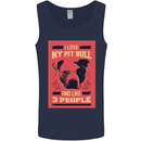 I Love My Pitbull & 3 People Funny Mens Vest Tank Top Navy Blue