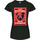 I Love My Pitbull & 3 People Funny Womens Petite Cut T-Shirt Black