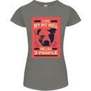 I Love My Pitbull & 3 People Funny Womens Petite Cut T-Shirt Charcoal