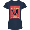 I Love My Pitbull & 3 People Funny Womens Petite Cut T-Shirt Navy Blue