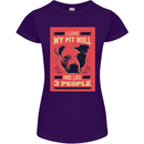 I Love My Pitbull & 3 People Funny Womens Petite Cut T-Shirt Purple
