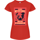 I Love My Pitbull & 3 People Funny Womens Petite Cut T-Shirt Red