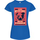 I Love My Pitbull & 3 People Funny Womens Petite Cut T-Shirt Royal Blue