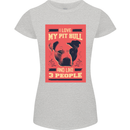I Love My Pitbull & 3 People Funny Womens Petite Cut T-Shirt Sports Grey