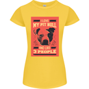 I Love My Pitbull & 3 People Funny Womens Petite Cut T-Shirt Yellow