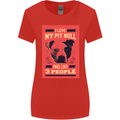 I Love My Pitbull & 3 People Funny Womens Wider Cut T-Shirt Red