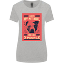 I Love My Pitbull & 3 People Funny Womens Wider Cut T-Shirt Sports Grey