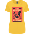 I Love My Pitbull & 3 People Funny Womens Wider Cut T-Shirt Yellow
