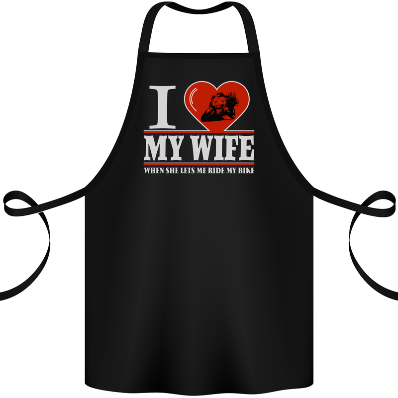 I Love My Wife Motorbike Biker Motorcycle Cotton Apron 100% Organic Black