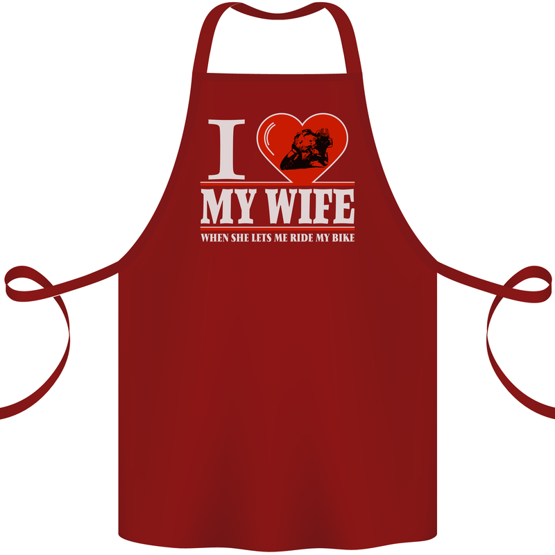 I Love My Wife Motorbike Biker Motorcycle Cotton Apron 100% Organic Maroon