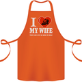 I Love My Wife Motorbike Biker Motorcycle Cotton Apron 100% Organic Orange