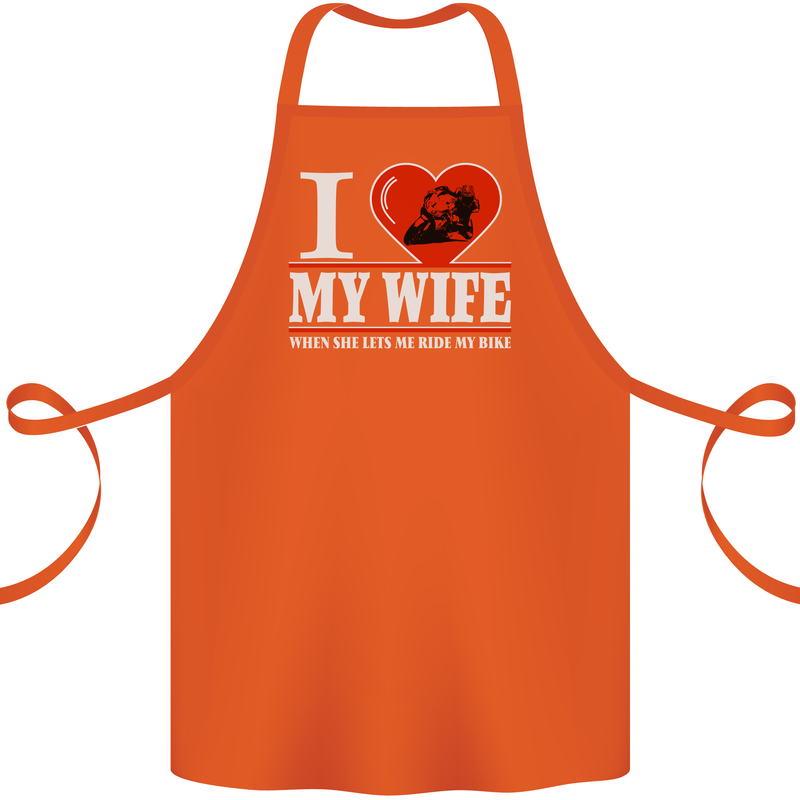 I Love My Wife Motorbike Biker Motorcycle Cotton Apron 100% Organic Orange
