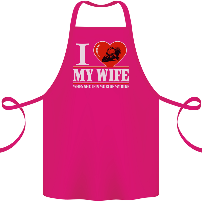 I Love My Wife Motorbike Biker Motorcycle Cotton Apron 100% Organic Pink