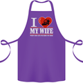 I Love My Wife Motorbike Biker Motorcycle Cotton Apron 100% Organic Purple