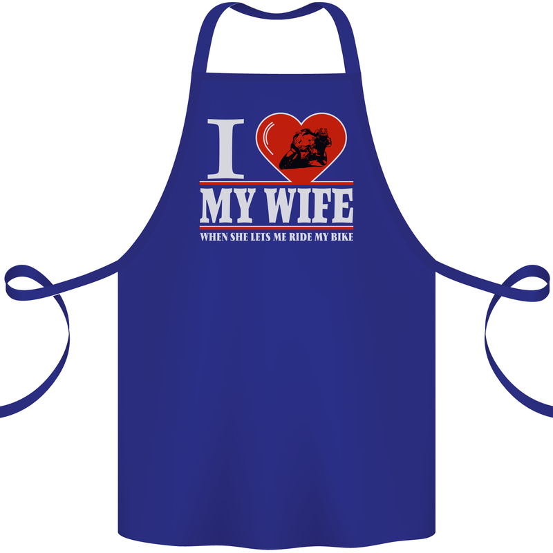I Love My Wife Motorbike Biker Motorcycle Cotton Apron 100% Organic Royal Blue