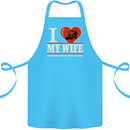 I Love My Wife Motorbike Biker Motorcycle Cotton Apron 100% Organic Turquoise