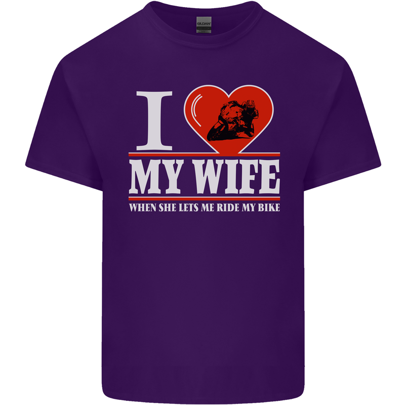 I Love My Wife Motorbike Biker Motorcycle Mens Cotton T-Shirt Tee Top Purple