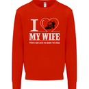I Love My Wife Motorbike Biker Motorcycle Mens Sweatshirt Jumper Bright Red