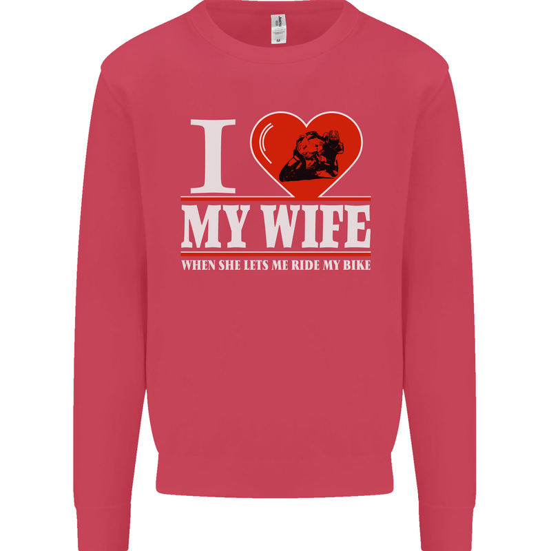 I Love My Wife Motorbike Biker Motorcycle Mens Sweatshirt Jumper Heliconia
