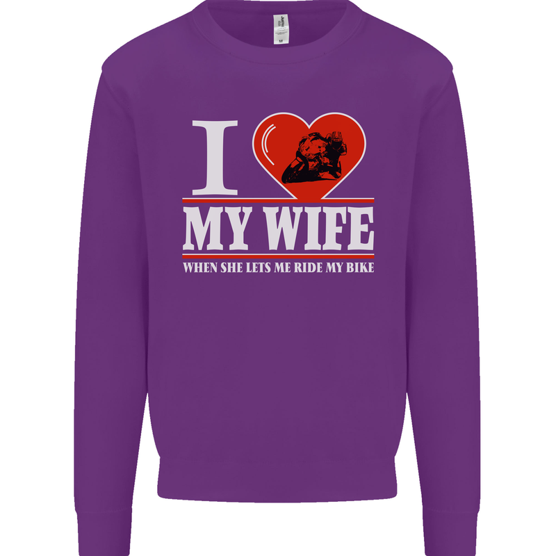 I Love My Wife Motorbike Biker Motorcycle Mens Sweatshirt Jumper Purple
