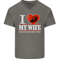 I Love My Wife Motorbike Biker Motorcycle Mens V-Neck Cotton T-Shirt Charcoal