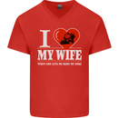 I Love My Wife Motorbike Biker Motorcycle Mens V-Neck Cotton T-Shirt Red