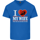 I Love My Wife Motorbike Biker Motorcycle Mens V-Neck Cotton T-Shirt Royal Blue