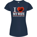 I Love My Wife Motorbike Biker Motorcycle Womens Petite Cut T-Shirt Navy Blue