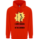 I Love Peeing in the Shower Funny Rude Childrens Kids Hoodie Bright Red