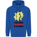 I Love Peeing in the Shower Funny Rude Childrens Kids Hoodie Royal Blue