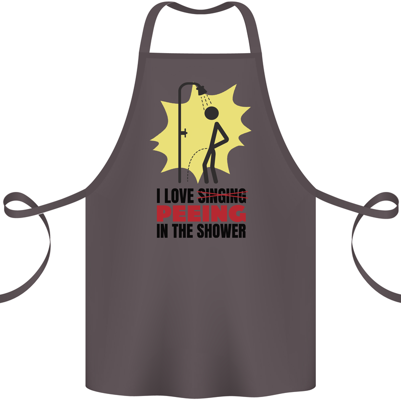 I Love Peeing in the Shower Funny Rude Cotton Apron 100% Organic Dark Grey